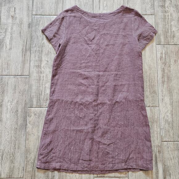 Garnet Hill Dress Women’s 10 Linen Drop-Waist Purple Stripe Summercore Breezy - Picture 6 of 11